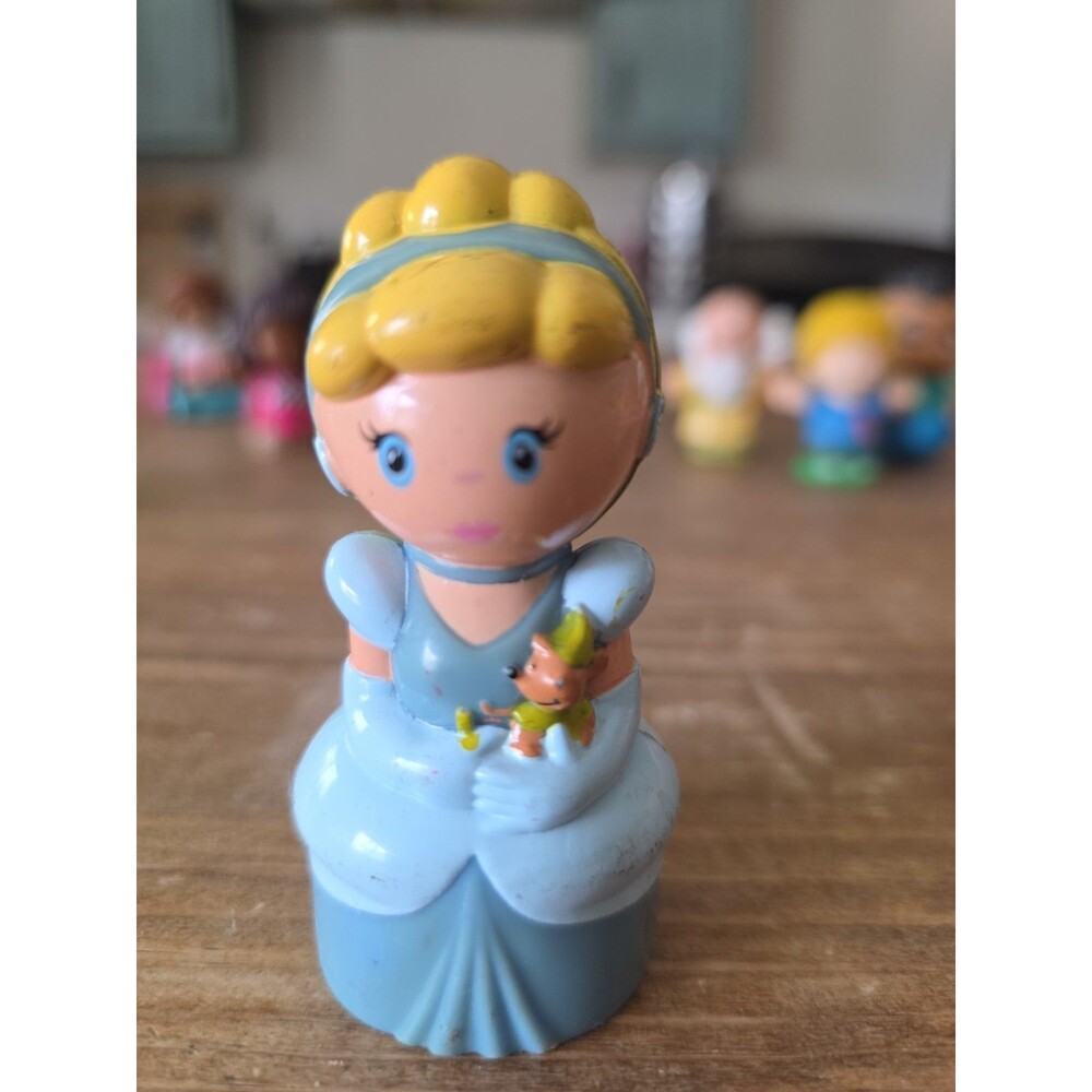 Disney Mega Bloks Princess Cinderella Blue Dress Toy Figure & Gus Mouse